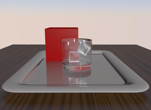Glass With Ice Cubes On Silver Tray preview image